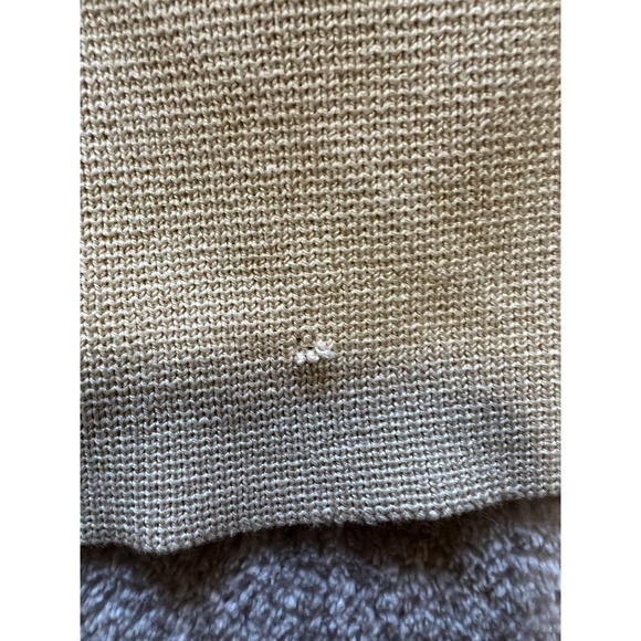 Sigrid Olsen Silk Blend Tan Leather Trim Long Sleeve Crew Neck Cardigan Size MP - Picture 8 of 8